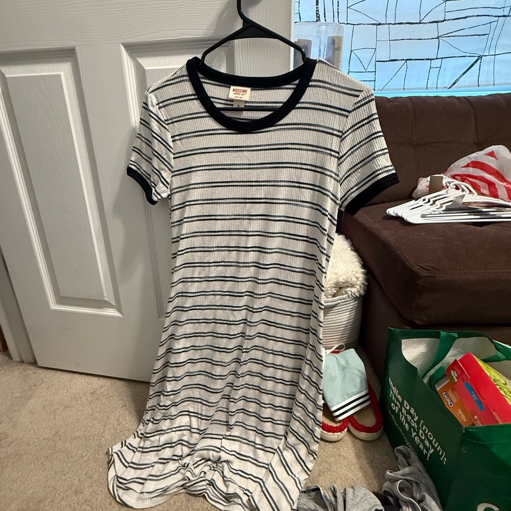 Mossimo Supply Co. Black and White Striped Casual Dress